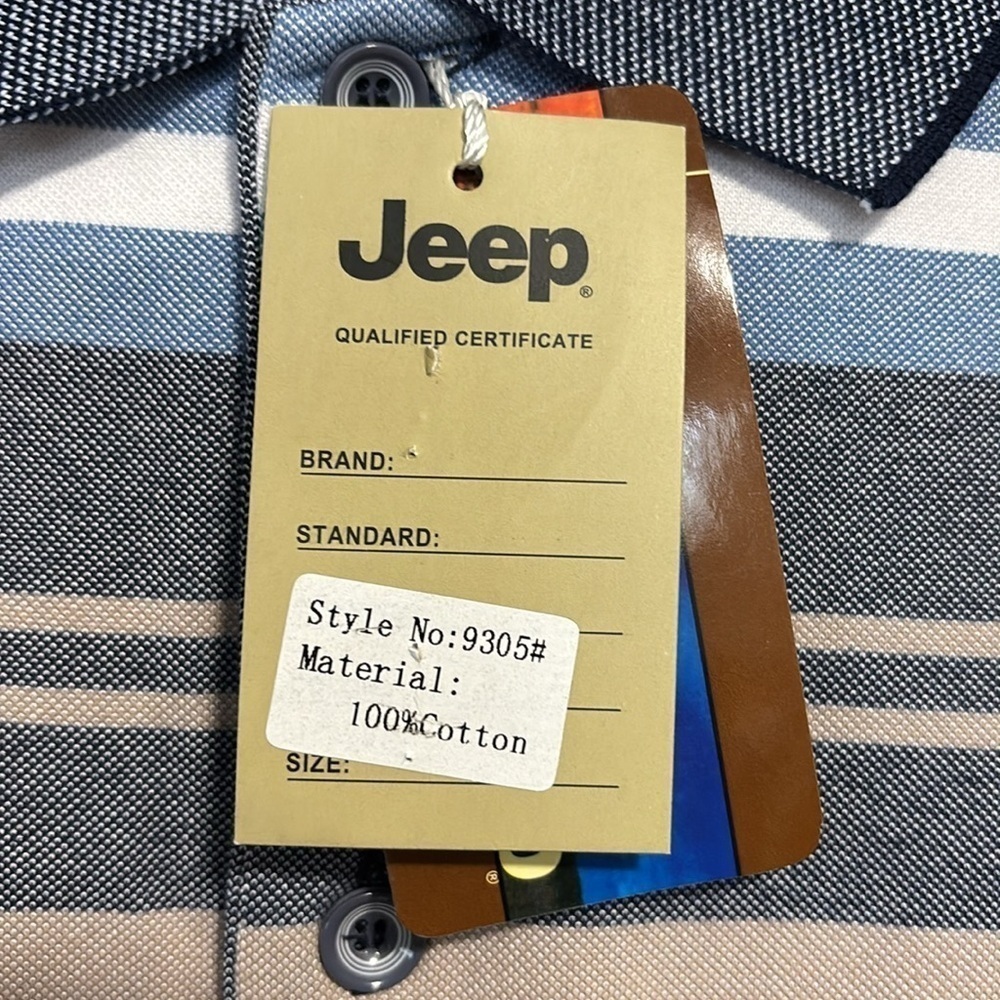 Jeep Long Sleeve Polo Shirt 1/4 Button Stripes Size Large NWT - Picture 3 of 10